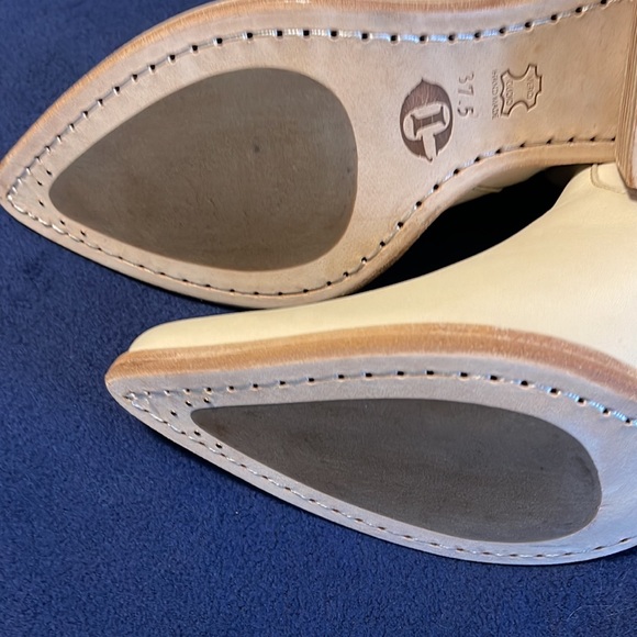 NEW Anthropologie Italian Cowboy boots cream with stitching size 7 (37.5) - Picture 5 of 9